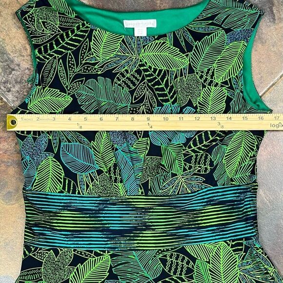 London Times Sleeveless Leaf Tropical Dress 10 - Picture 6 of 10